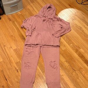 Better Be Mauve Distressed Lounge Set